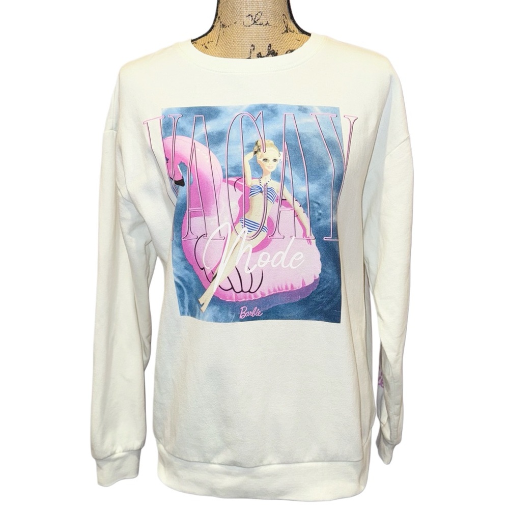 Barbie “Vacay Mode” Off White Crewneck Sweatshirt Size Medium